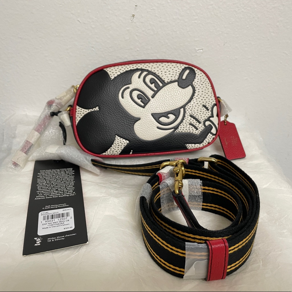 Nwt Coach Disney Mickey Mouse X Keith Haring Badge Camera Crossbody Bag Pouch